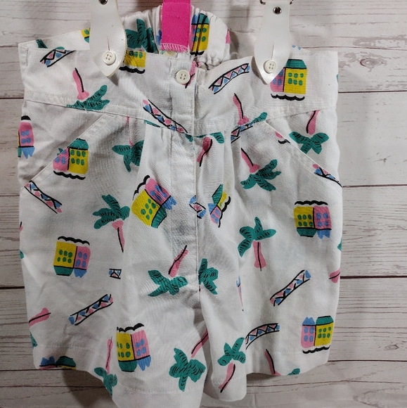 80s Overall Suspender Shorts outfit tropical - Picture 10 of 16
